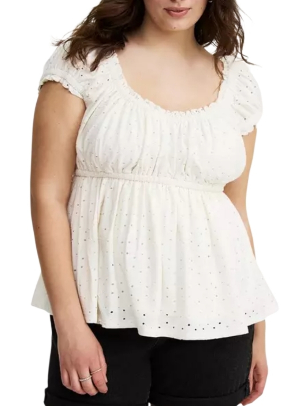 Torrid Eyelet Cap Sleeve Babydoll Top Size 3XL NWT